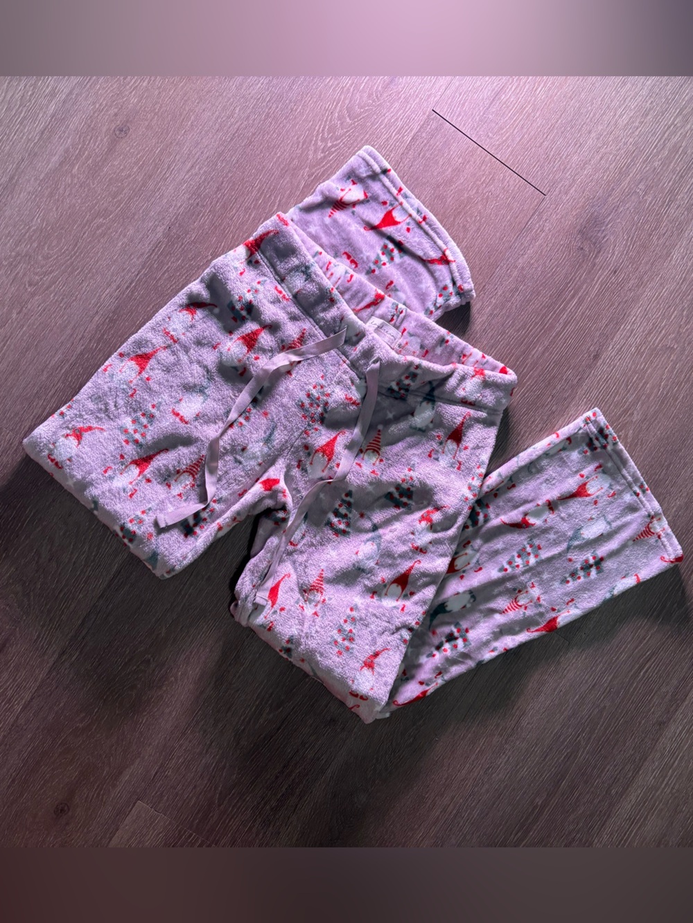 Gnome Print Pajama Pants - White and Red